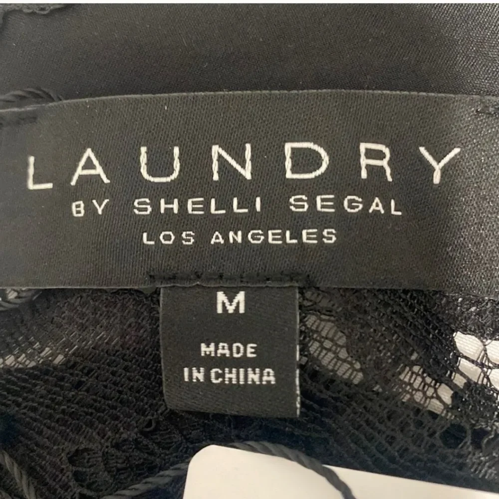 NWT Laundry by Shelli Segal Black Lace Collared Lined Top Women Size M - Picture 4 of 13